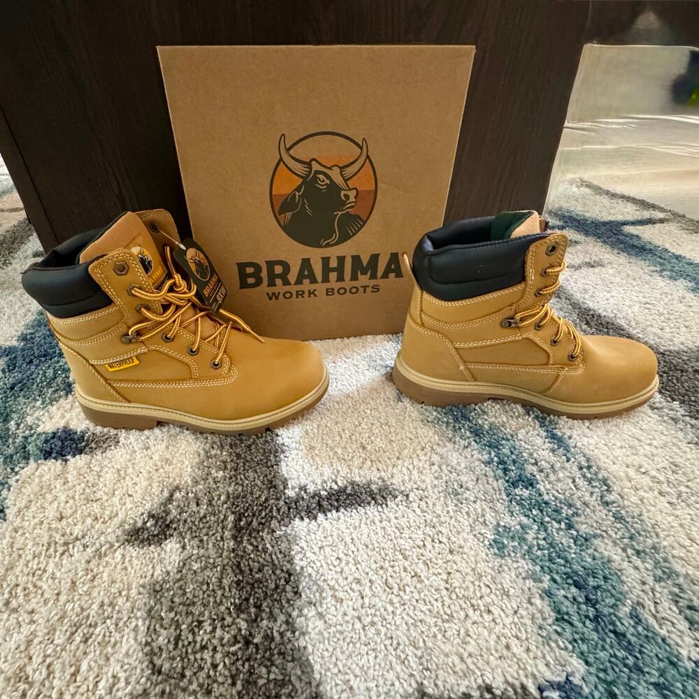 Brahma Defender Men’s 8XW Waterproof Leather Work Boots Wheat NWT